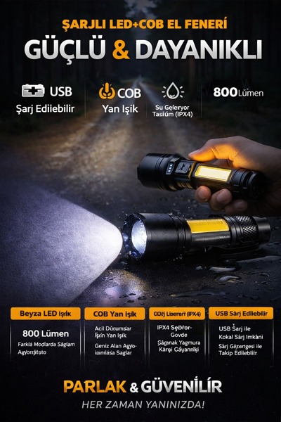 QIAO SHUN Şarjlı el feneri