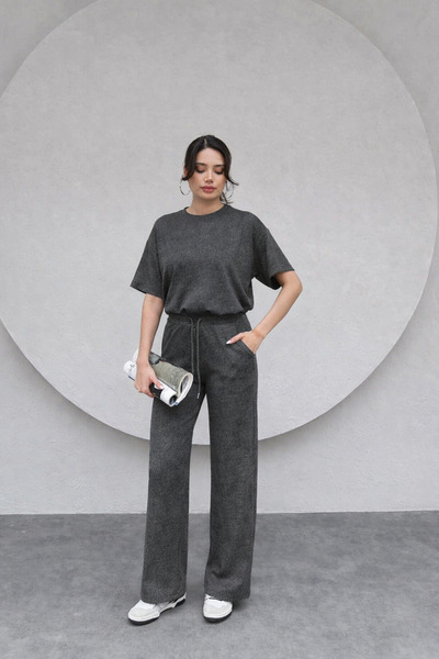 YAKAMEL Women's Short Sleeve Combed Cotton Flexible Super High Waist Suit