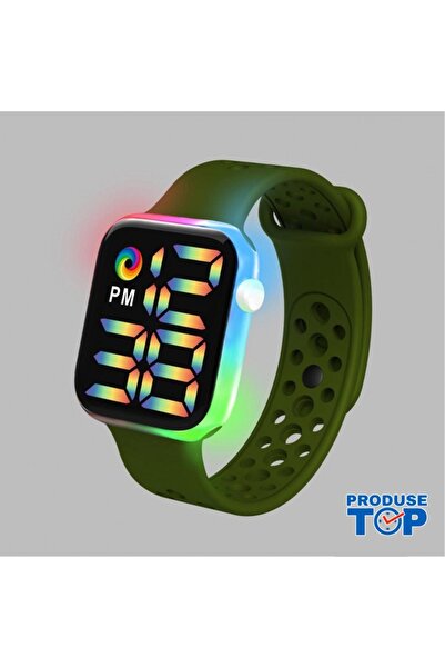 QUARTZ Ceas digital cu cadran pătrat luminos și curea reglabilă din silicon k...