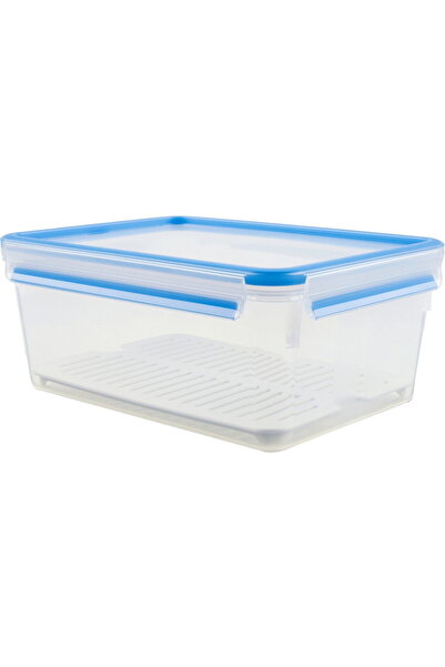 emsa CLIP & CLOSE food storage container 3.7 liters (transparent/blue, rectan...
