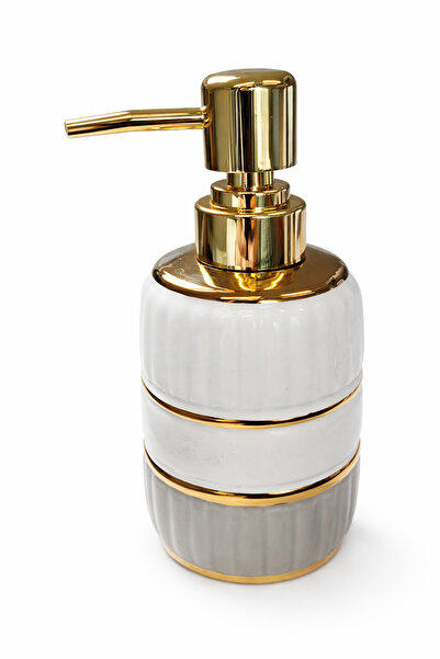 ARVALE Linea Gold Detailed Porcelain Liquid Soap Dispenser |   Stylish and Du...