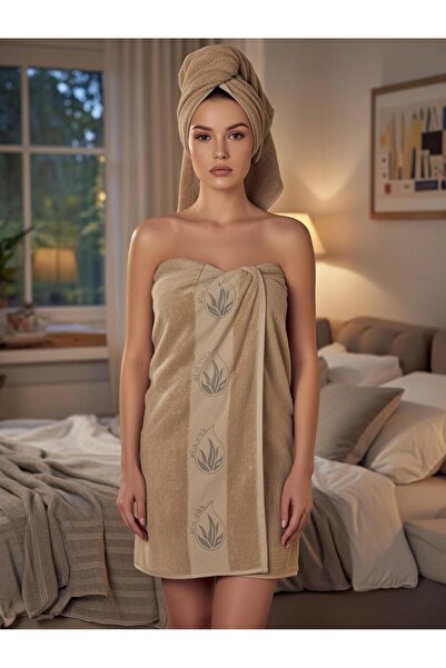 bornoz dünyası 2-Piece Micro Coton Towel Set 70X140 Bath Towel 50X90 Head Towel