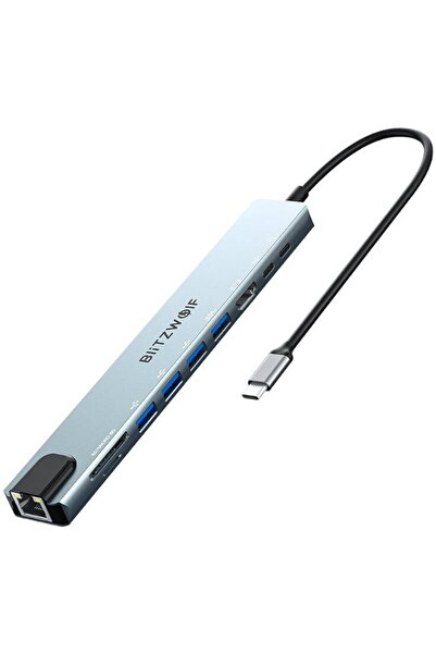 BlitzWolf Stație de andocare BW-TH5 10 în 1 USB-C (argintiu)