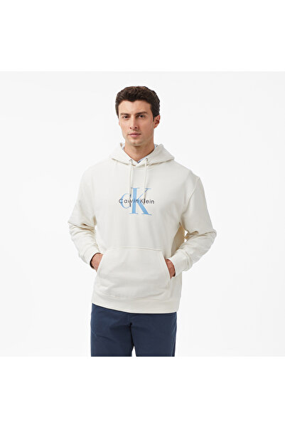 Calvin Klein Monologo Terry Erkek Beyaz Sweatshirt