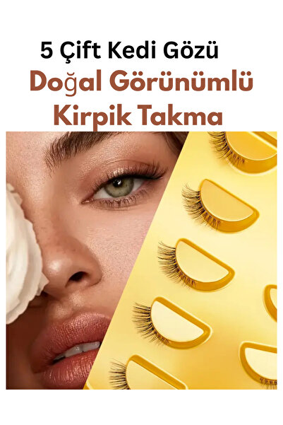 AYLİS Premium 5 Çift Cat Eyes İpek Kirpik Seti - Doğal ve Etkileyici Bakışlar