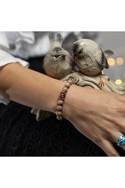 Ezera Brățară realizată din pietre semiprețioase de rodonit, Tora, mărgele de...