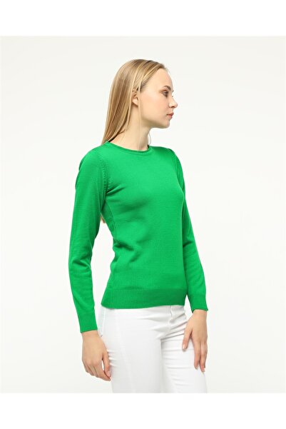 trender 503 Дамски пуловер с деколте тип „колбас“ в зелено