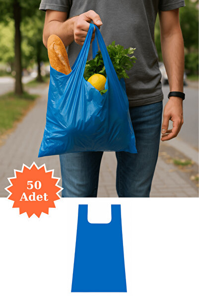 Plas+Plus Mavi Atlet Poşet Market Bakkal Manav Mağaza Alışveriş Taşıma Torbas...