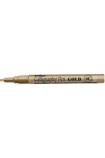 artline Marker Calligraphy, corp metalic, varf tesit din fetru 2.5mm - auriu