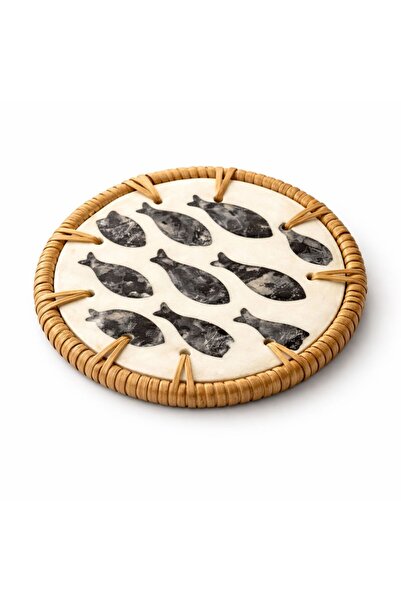 YONCA ART CONCEPT MİEN MARKA RATTAN SEDEFLİ ŞIK TASARIM BARDAK ALTLIĞI-EV,OFİ...