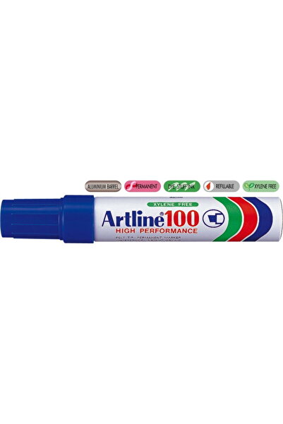 artline Permanent marker 100, metal body, beveled tip 7.5-12.0mm - blue