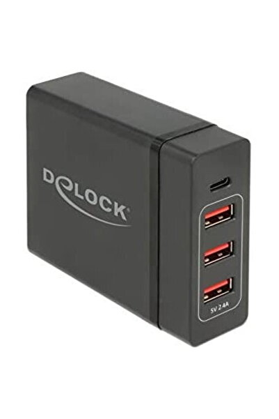 DELOCK USB charger 1 x USB Type-C PD + 3 x USB Type-A 60 W (black)
