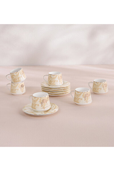 Generic Badawi 12-Piece New Bone China Espresso Set - 80 ml, Serves 6