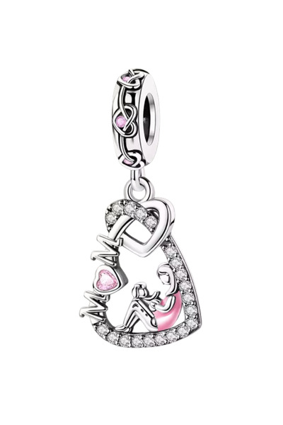 Fubena Mom Heart Dangle Charm in Her Mother's Arms