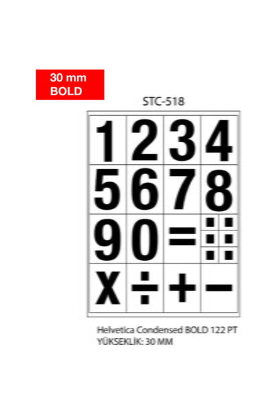 Cif Number labels, 0-9, 2 sheets/set, TANEX - 30mm bold