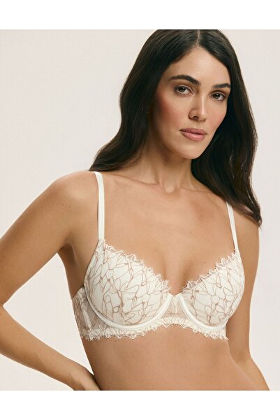 ESOTIQ Sutien elegant push-up cu armătură, dantelă brodată cu motive florale,...