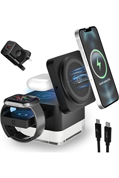 Generic 3 in 1 Magnetic Wireless Charging Station with 20W PD Adapter