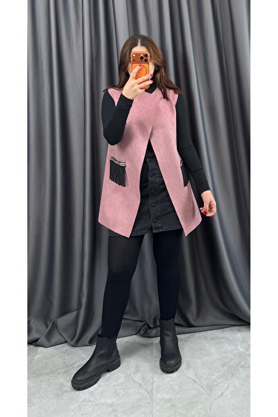 NİSUM MODA Suede Long Vest