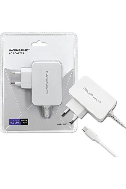 Qoltec 51039, 65 W, Alb