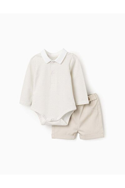 Ziddy طقم جيرسي تويل، بيج فاتح، 9/12 شهرًا