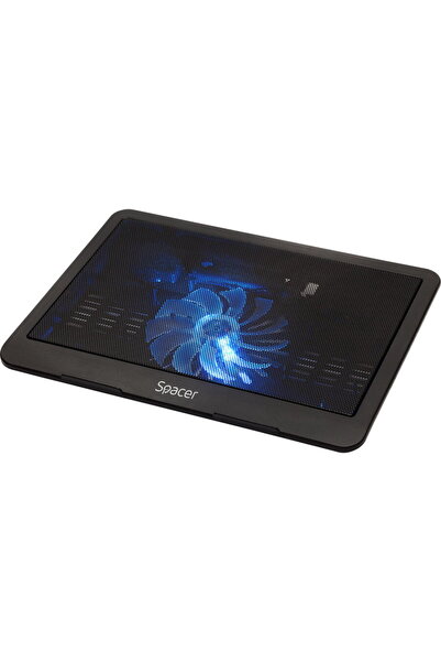 Spacer Cooler pentru laptop de 15.6", sita metal, fan 14cm cu led albastru, N...