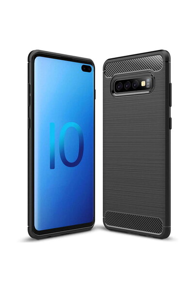 Techsuit Samsung Galaxy S10 Plus Case - Carbon Silicone - Black