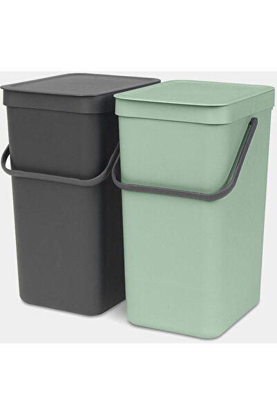 Brabantia Sort & Go Waste Bin 2 x 16 L Dark Grey & Jade Green