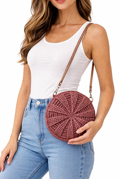 Uretti - Tuğba 9352 7166 Handmade Paper String Round Model Crossbody Bag