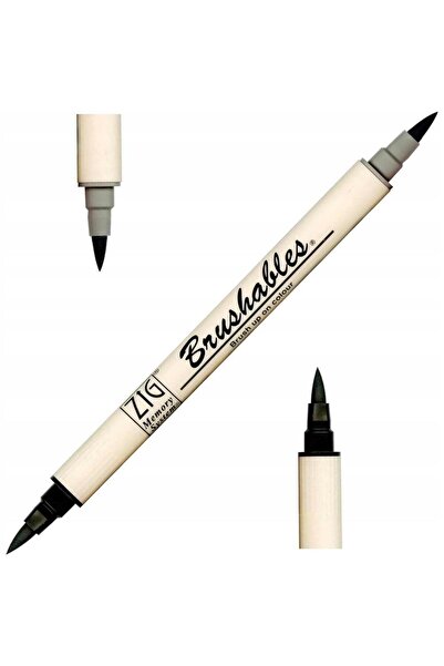 Zig Brushables 2 Renk Tonu Fırça Uçlu Marker Kalem 010 Pure Black