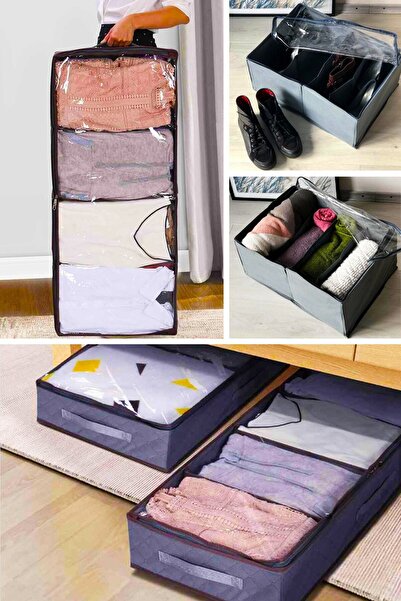 Moreva Σετ δύο τεμαχίων, μαύρη θήκη μεταφοράς παπουτσιών και ρούχων με 4 θέσε...