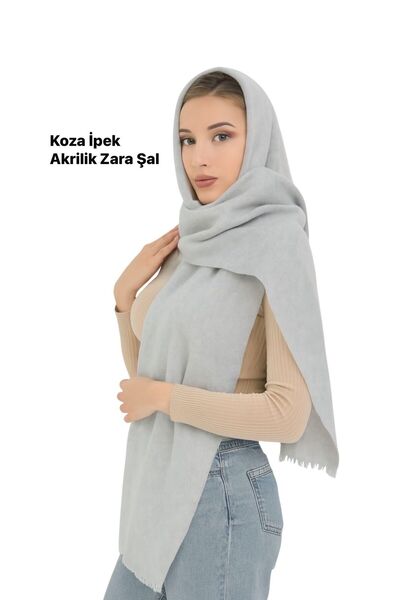 Bilmar Buklet Plain Shoulder Shawl with Tassels 75 X 185 cm