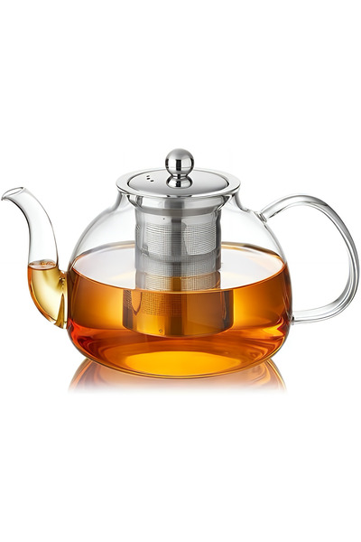 Generic 1.2L Glass Teapot with Infuser Stovetop Safe, Clear Glass Tea Pot Ket...