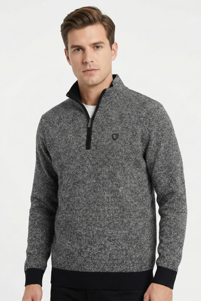 Teverler Antrasit Yarım Fermuarlı Kazak