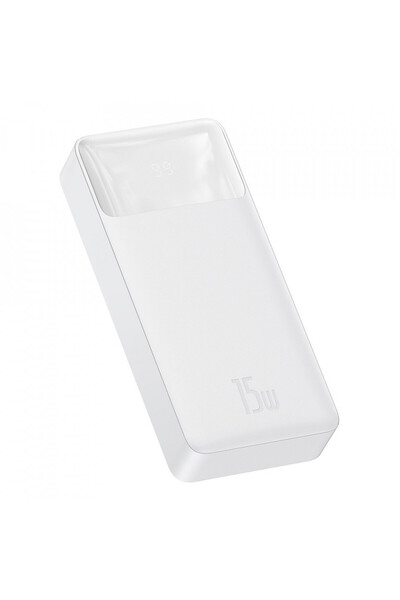 Baseus Baterie externă 20000mAh, 2x USB, QC 3.0, 15W, Afișaj digital - Alb