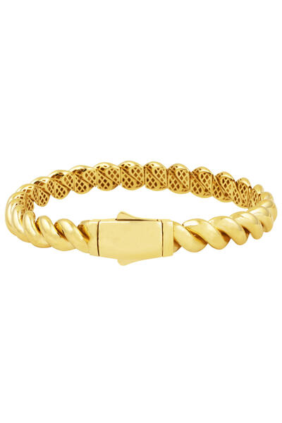 Bilezikci 14 Ayar Burgulu İtalyan Altın Kelepçe Bileklik