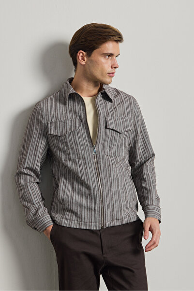 Danger Men's Premium Linen Shirt Jacket Brown