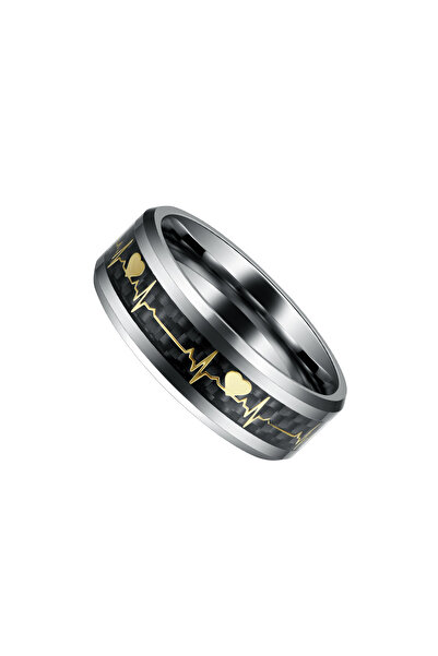 Vipfoni 8mm Heartbeat Ecg Love Stainless Steel Unisex Ring