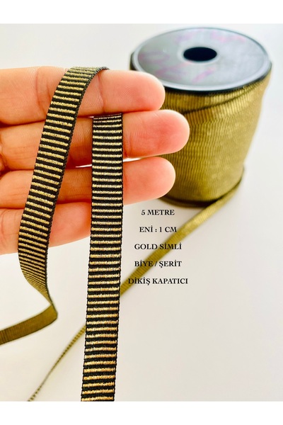 seyranat 5 метрів шириною 1 см чорно-золота блискуча вузька тканина, облямівк...