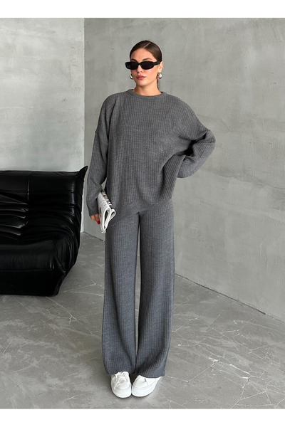 My Blog Smoked Corded Fabric Knitwear Set - 4004