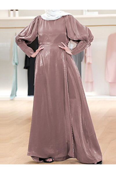 Generic عرض خاص من أورينت سي: فستان بأكمام فانوس وخصر عالٍ