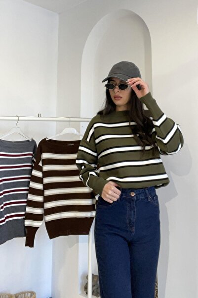 elif&co Striped Sweater - Khaki Khaki