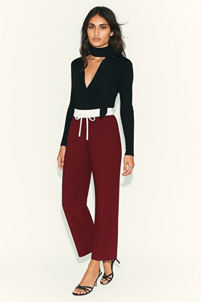 HAKKE Hlače sa širokim nogavicama i duplim pojasom