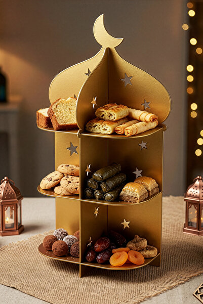 iwa concept Ramadan 3 Tier Minaret Metal Tableware Iftar Decor - Islamic Home...