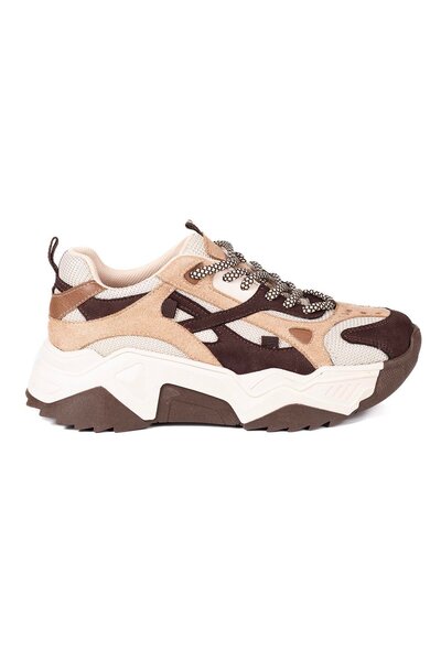 VİVENS MODA Women's Brown Casual Sneaker Thick Sole Shoes