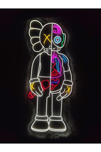 dekoraven KAWS Companion Dissected Tasarım Renkli LED Neon Tabela Dekoratif G...