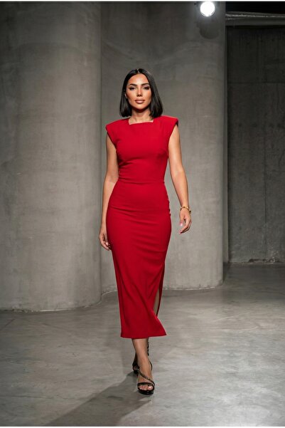 ALFUDO Moda Collection Women's Shoulder Pad Pack Square Neck Midi Graduation ...