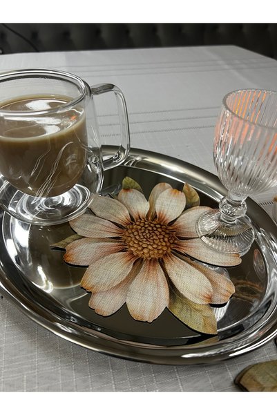 MİNOZA 6 Pieces Vintage Daisy Design Laser Cut Cocktail & Coffee Presentation Napkins