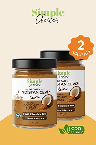 Simple Choices Organik Hindistan Cevizi Şekeri - 170 gr Cam Şişe - 2li