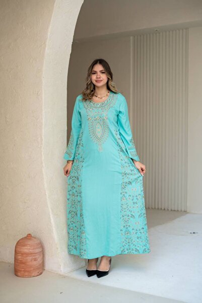 AFandina Luxurious embroidered jalabiya with elegant royal details SM-73