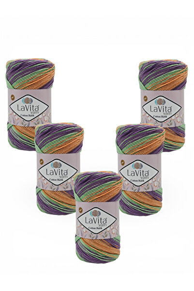 LaVita Yarn Cotton Batik Hand Knitting Yarn 60% Cotton 40% Acrylic 500Gr 5 Pi...